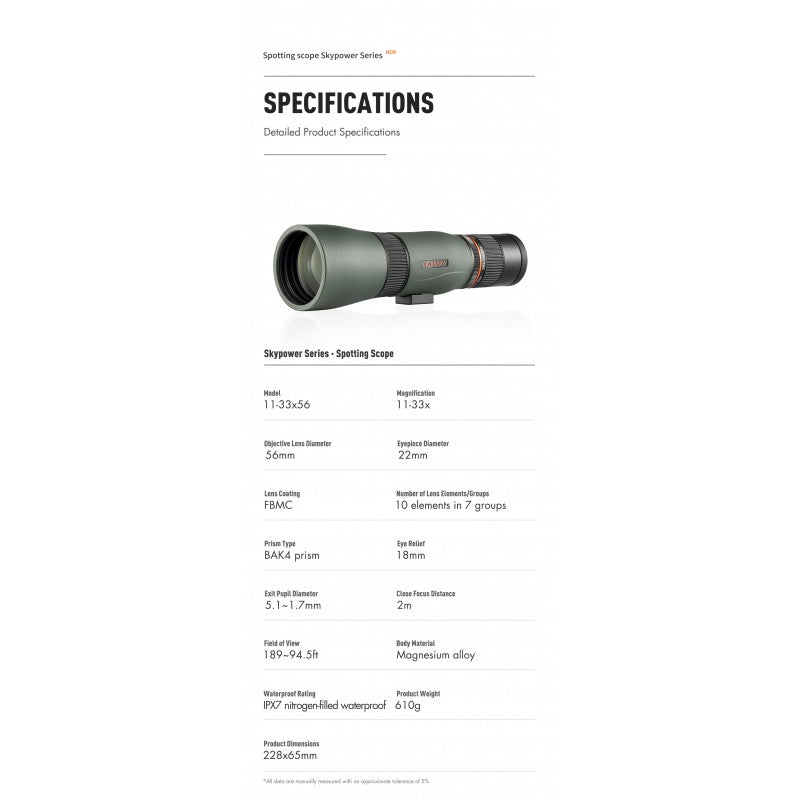 SkyPower ED 11-33x56 Spotting Scope